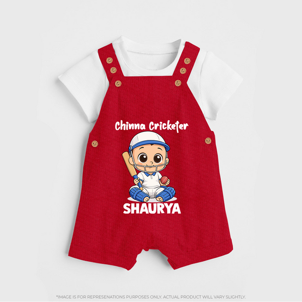 Chinna Cricketer DUNGAREE - RED - 0 - 5 Months Old (Chest 18")