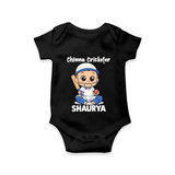 Chinna Cricketer Baby Romper - BLACK - New Born (Chest 14")