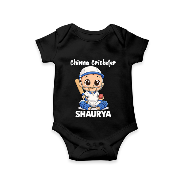Chinna Cricketer Baby Romper - BLACK - New Born (Chest 14")