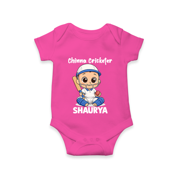 Chinna Cricketer Baby Romper - HOT PINK - New Born (Chest 14")