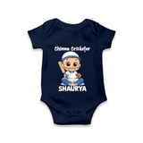 Chinna Cricketer Baby Romper - NAVY BLUE - New Born (Chest 14")