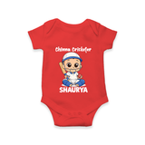 Chinna Cricketer Baby Romper - RED - New Born (Chest 14")