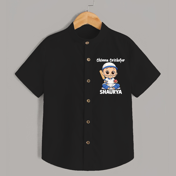 Chinna Cricketer SHIRT - BLACK - 0 - 6 Months Old (Chest 23")