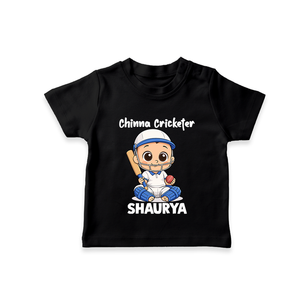 Chinna Cricketer TSHIRT - BLACK - 0-5 Months Old (Chest 17")