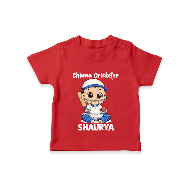 Chinna Cricketer TSHIRT - RED - 0-5 Months Old (Chest 17")