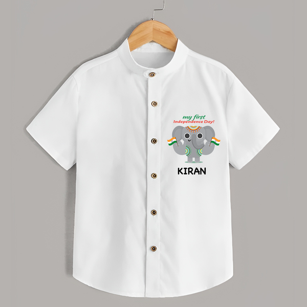 My First Independence Day - Customized Shirt For Kids - WHITE - 0 - 6 Months Old (Chest 23")