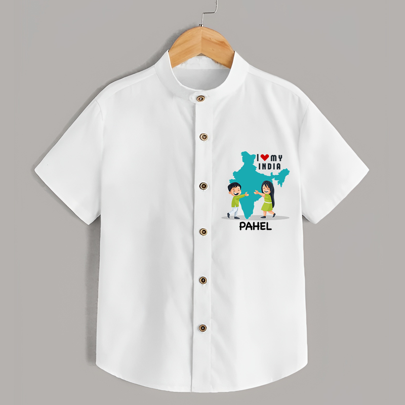 I Love My India Customized Shirt For Kids - WHITE - 0 - 6 Months Old (Chest 23")
