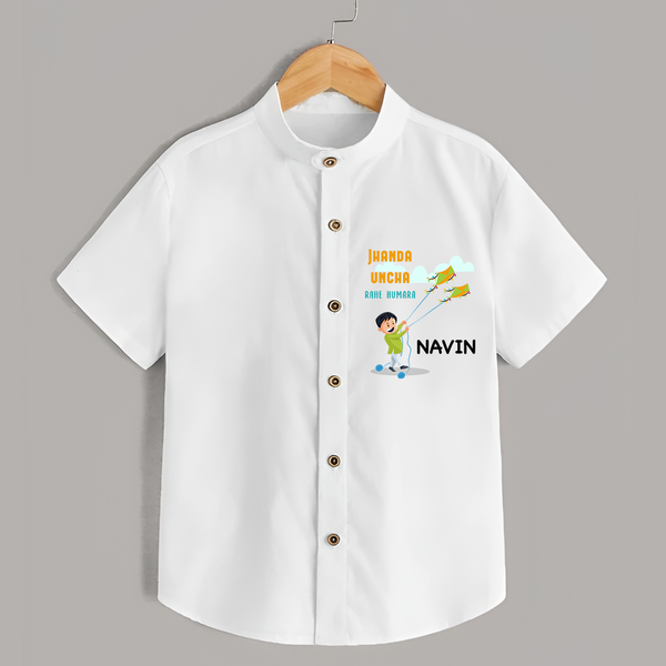 Jhanda Uncha Rahe Humara Customized Shirt For Kids - WHITE - 0 - 6 Months Old (Chest 23")
