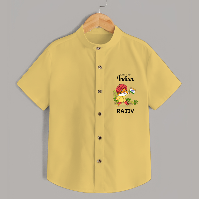 I Am A Proud Indian Customized Shirt For Kids - YELLOW - 0 - 6 Months Old (Chest 23")