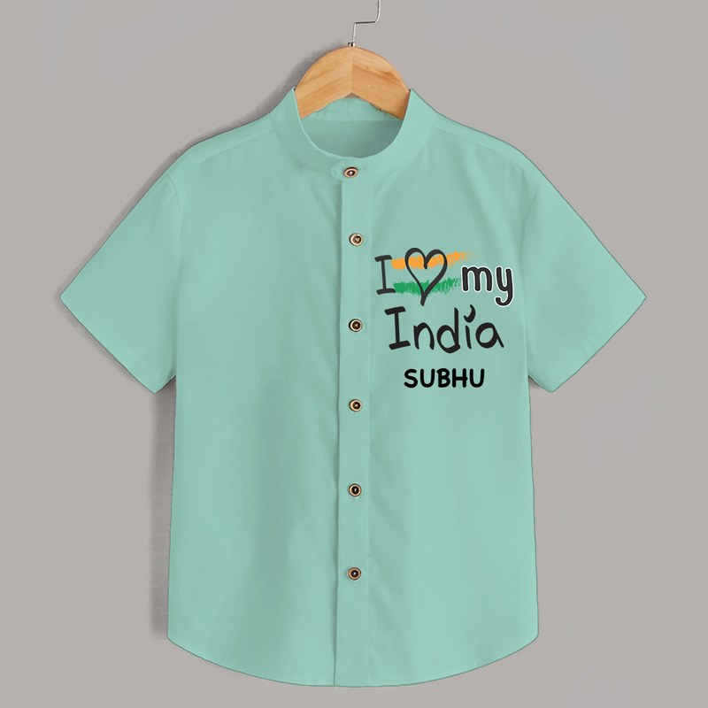 Little Patriotic Heart - India Love Customized Shirt For Kids - ARCTIC BLUE - 0 - 6 Months Old (Chest 23")
