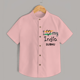 Little Patriotic Heart - India Love Customized Shirt For Kids - PEACH - 0 - 6 Months Old (Chest 23")