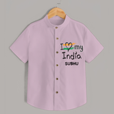 Little Patriotic Heart - India Love Customized Shirt For Kids - PINK - 0 - 6 Months Old (Chest 23")