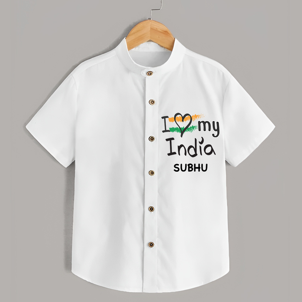 Little Patriotic Heart - India Love Customized Shirt For Kids - WHITE - 0 - 6 Months Old (Chest 23")