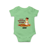 Customized My First Karthigai Deepam Imprinted Romper With Name For Babies - GREEN - 0 - 3 Months Old (Chest 16")