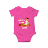 Customized My First Karthigai Deepam Imprinted Romper With Name For Babies - HOT PINK - 0 - 3 Months Old (Chest 16")