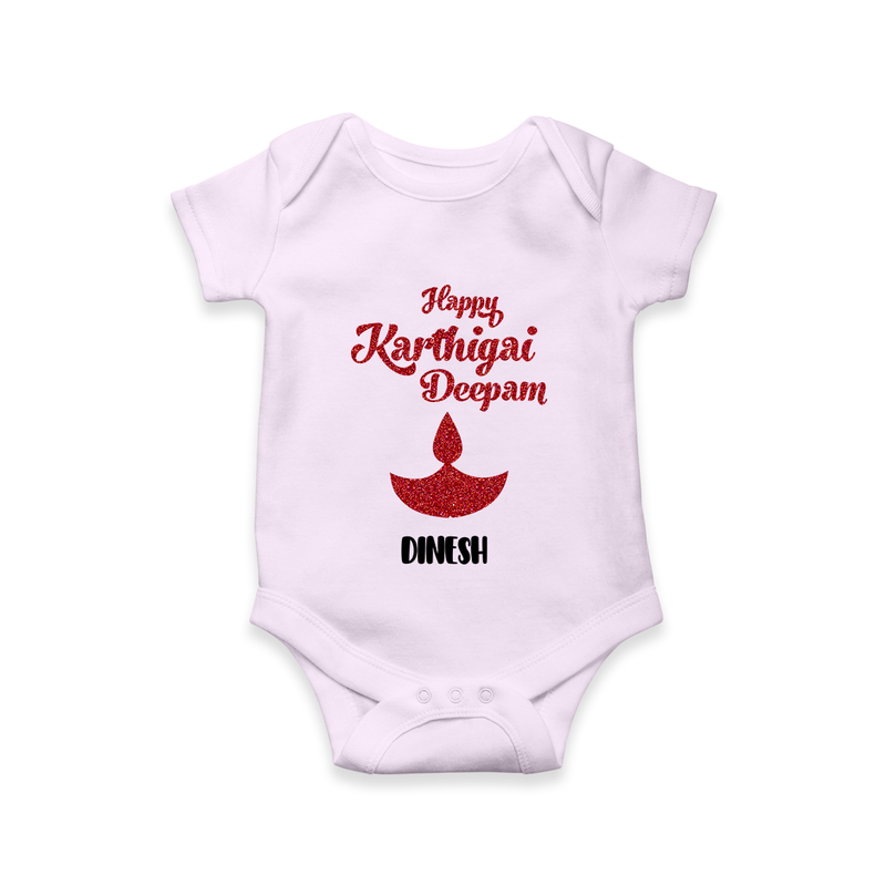 Happy Karthigai Deepam - Customized Romper For Babies With Name - LILAC - 0 - 3 Months Old (Chest 16")