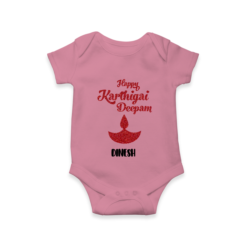 Happy Karthigai Deepam - Customized Romper For Babies With Name - ONION - 0 - 3 Months Old (Chest 16")