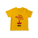 Happy Karthigai Deepam - Customized T-Shirt For Kids With Name - CHROME YELLOW - 0-5 Months Old (Chest 17")