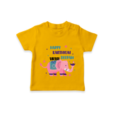 Happy Karthigai Deepam - Custom-Made T-Shirt For Kids With Name - CHROME YELLOW - 0-5 Months Old (Chest 17")