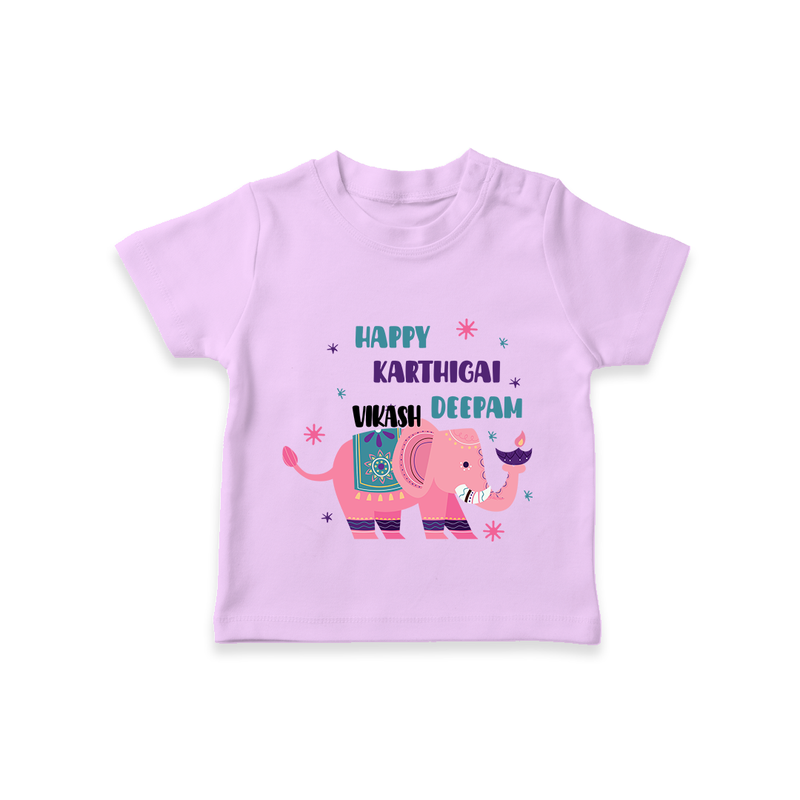 Happy Karthigai Deepam - Custom-Made T-Shirt For Kids With Name - LILAC - 0-5 Months Old (Chest 17")