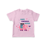 Happy Karthigai Deepam - Custom-Made T-Shirt For Kids With Name - PINK - 0-5 Months Old (Chest 17")