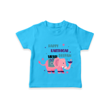 Happy Karthigai Deepam - Custom-Made T-Shirt For Kids With Name - SKY BLUE - 0-5 Months Old (Chest 17")