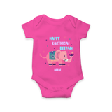 Happy Karthigai Deepam - Custom-Made Romper For Babies With Name - HOT PINK - 0 - 3 Months Old (Chest 16")