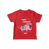 Happy Karthigai Deepam - Custom-Made T-Shirt For Kids With Name - RED - 0-5 Months Old (Chest 17")