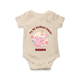 My 1st Karthigai Deepam - Cute Imprinted Karthigai Deepam Romper With Name For Babies - IVORY - 0 - 3 Months Old (Chest 16")