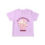 My 1st Karthigai Deepam - Cute Imprinted Karthigai Deepam T-Shirt With Name For Kids - LILAC - 0-5 Months Old (Chest 17")