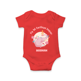 My 1st Karthigai Deepam - Cute Imprinted Karthigai Deepam Romper With Name For Babies - RED - 0 - 3 Months Old (Chest 16")