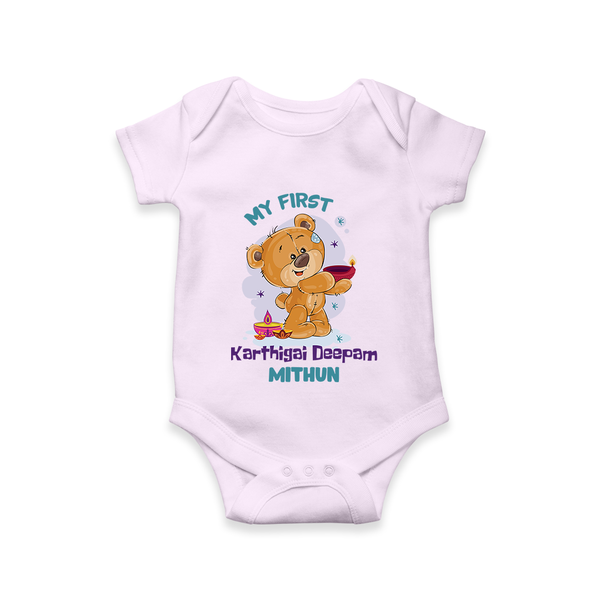 Celebrate This Karthigai Deepam With Our "My First Karthigai Deepam" themed Customized Romper With Name For Babies - LILAC - 0 - 3 Months Old (Chest 16")