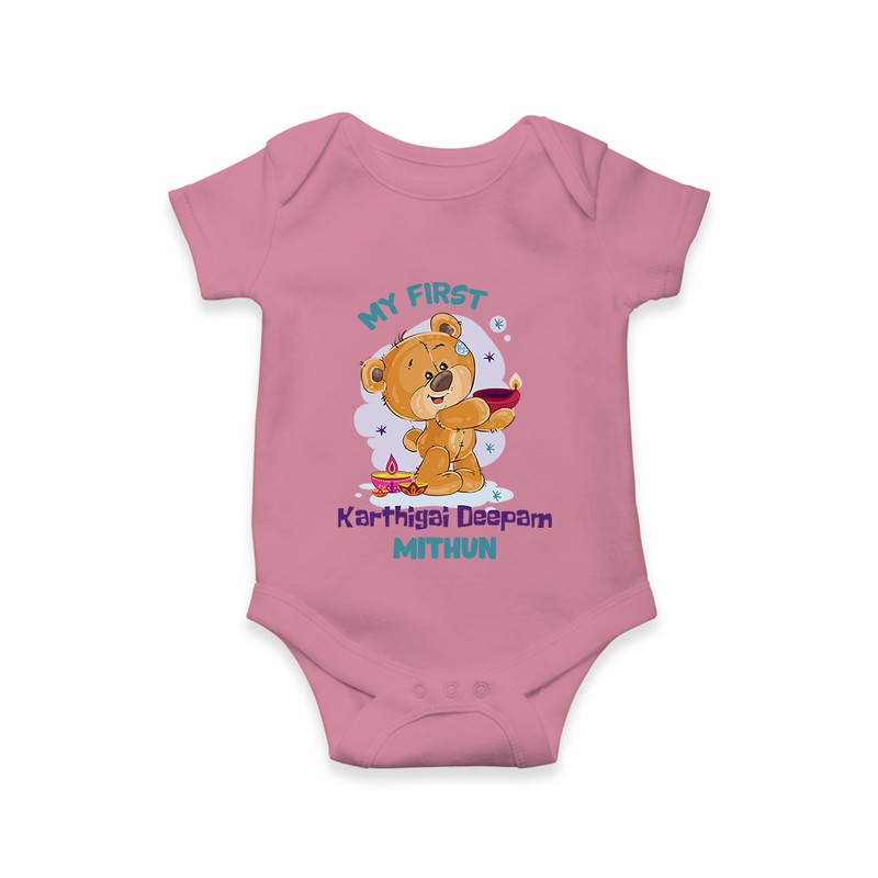 Celebrate This Karthigai Deepam With Our "My First Karthigai Deepam" themed Customized Romper With Name For Babies - ONION - 0 - 3 Months Old (Chest 16")