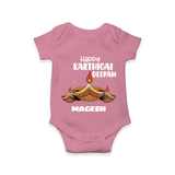 Happy Karthigai Deepam Ð Glow Bright: Customized Romper with Name - ONION - 0 - 3 Months Old (Chest 16")