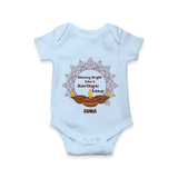 Happy Karthigai Deepam Ð Shining Bright: Personalized Romper For Babies with Name - BABY BLUE - 0 - 3 Months Old (Chest 16")