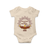 Happy Karthigai Deepam Ð Shining Bright: Personalized Romper For Babies with Name - IVORY - 0 - 3 Months Old (Chest 16")