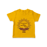 Happy Karthigai Deepam Ð Shining Bright: Personalized T-Shirt For Kids with Name - CHROME YELLOW - 0-5 Months Old (Chest 17")