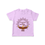 Happy Karthigai Deepam Ð Shining Bright: Personalized T-Shirt For Kids with Name - LILAC - 0-5 Months Old (Chest 17")