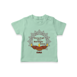 Happy Karthigai Deepam Ð Shining Bright: Personalized T-Shirt For Kids with Name - MINT GREEN - 0-5 Months Old (Chest 17")