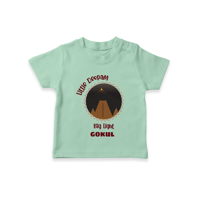 Little Deepam Big Light  - Customized T-Shirt For Kids With Name - MINT GREEN - 0-5 Months Old (Chest 17")