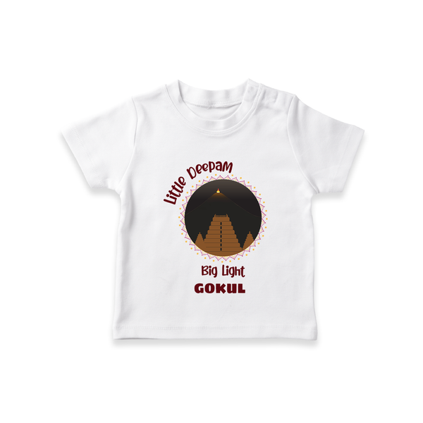 Little Deepam Big Light  - Customized T-Shirt For Kids With Name - WHITE - 0-5 Months Old (Chest 17")