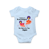 Happy Karthigai Deepam Ð Lighting Smiles: Custom Romper For Babies with Name - BABY BLUE - 0 - 3 Months Old (Chest 16")