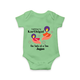 Happy Karthigai Deepam Ð Lighting Smiles: Custom Romper For Babies with Name - GREEN - 0 - 3 Months Old (Chest 16")