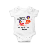 Happy Karthigai Deepam Ð Lighting Smiles: Custom Romper For Babies with Name - WHITE - 0 - 3 Months Old (Chest 16")