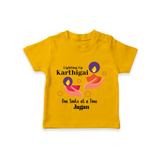 Happy Karthigai Deepam Ð Lighting Smiles: Custom T-Shirt For Kids with Name - CHROME YELLOW - 0-5 Months Old (Chest 17")