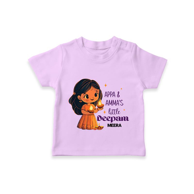 Appa And Amma's Little Deepam  - Customized T-Shirt For Kids With Name - LILAC - 0-5 Months Old (Chest 17")