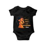 Appa And Amma's Little Deepam  - Customized Romper For Babies With Name - BLACK - 0 - 3 Months Old (Chest 16")