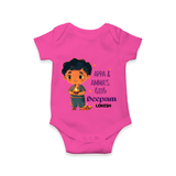 Appa & Amma's Little Deepam  - Customized Romper For Babies With Name - HOT PINK - 0 - 3 Months Old (Chest 16")