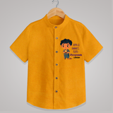 Appa & Amma's Little Deepam  - Customized Shirt For Kids With Name - CHROME YELLOW - 0 - 6 Months Old (Chest 23")