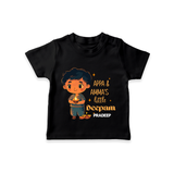 Appa & Amma's Little Deepam  - Customized T-Shirt For Kids With Name - BLACK - 0-5 Months Old (Chest 17")